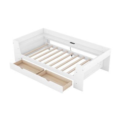 YOOCOZZ Twin Daybed with Shelves, Drawers, and Built-In Charging Station