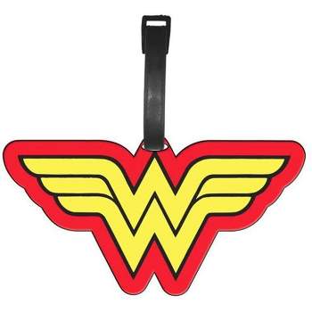 Silver Buffalo DC Comics Wonder Woman Logo Travel Luggage Tag With Suitcase ID Card Label