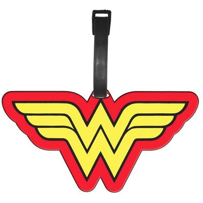 Silver Buffalo DC Comics Wonder Woman Logo Travel Luggage Tag With Suitcase ID Card Label, 1 of 2