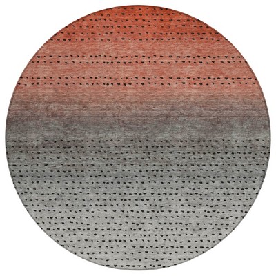 Rust And Gray Abstract Washable Indoor Outdoor Area Rug