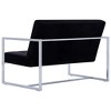 vidaXL Sofa Loveseat with Armrests for Living Room Office Steel and Fabric - Black - 4 of 4