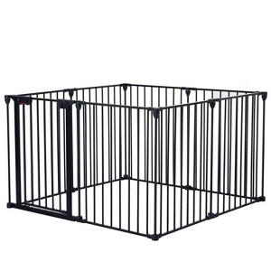 Dolonm Adjustable Safety Gate - 6&8 Panels Baby & Pet Playpen, Fireplace Guard, Stair Barrier with Walk-Through Door, Heavy-Duty Steel - 1 of 4
