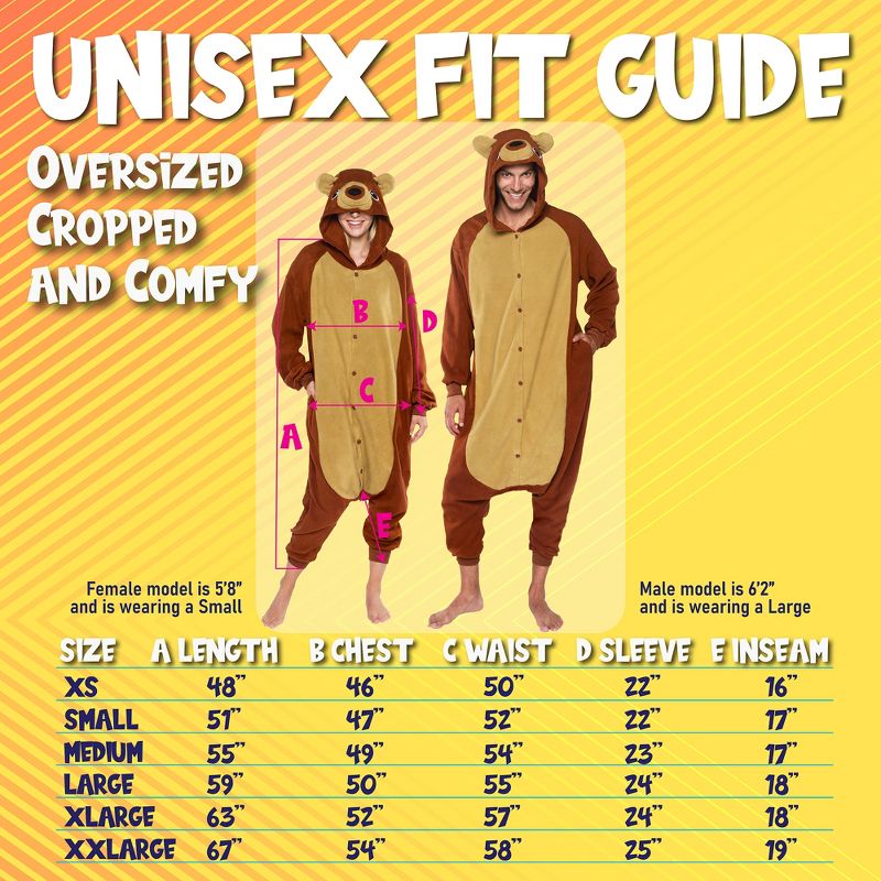 FUNZIEZ! - Teddy Bear Adult Unisex Novelty Union Suit Costume for Halloween, 4 of 8