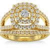 Pompeii3 1 3/4Ct Natural Diamond Cushion Halo Engagement Wedding Ring Set in 10k Gold - 4 of 4