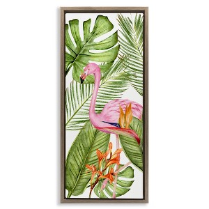 Stupell Industries Tropical Plants & Flamingo Floating Frame Canvas Art - 1 of 4