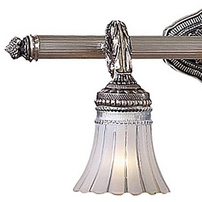 Brushed Nickel 3-Light Traditional Vanity Fixture with Etched Glass Shades