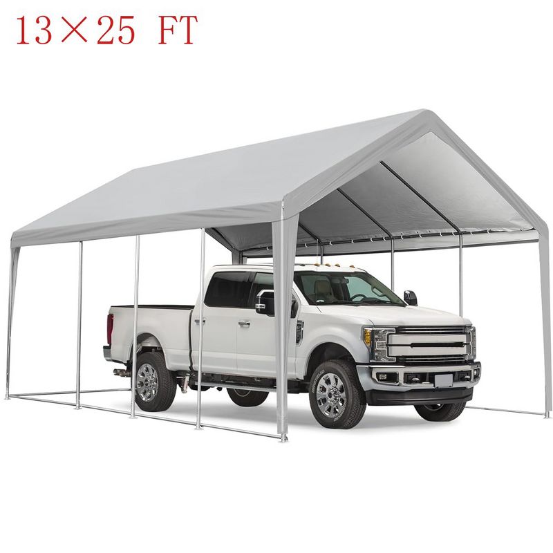 Car Canopy Garage Boat Party Tent 13x25 FT W/ Removable Sidewalls & Zipper Doors, 1 of 7