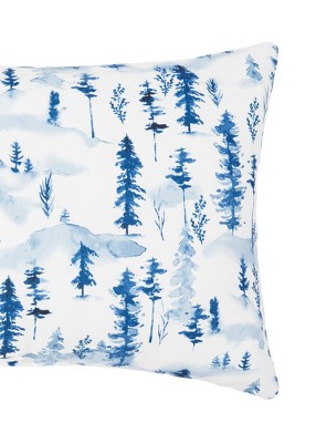 Winter Forest Blue and White Christmas Throw Pillow