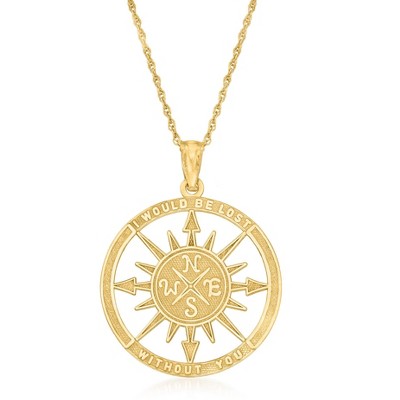 Ross-Simons 14kt Yellow Gold Compass Pendant Necklace