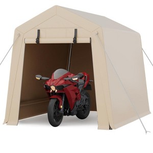 6x6 FT Portable Outdoor Storage Shed with 2 Roll-Up Zipper Doors & Vents, 240G Heavy-Duty Shelter Waterproof PE Tarp - 1 of 4