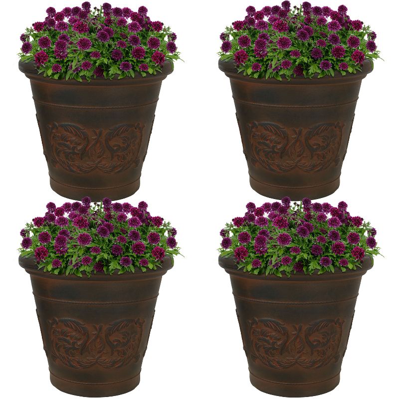 Sunnydaze Indoor/Outdoor Patio, Garden, or Porch Weather-Resistant Double-Walled Arabella Flower Pot Planter - 16" - Rust Finish, 5 of 9