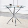 NicBex Modern Simple Dining Table with Ring-Shaped Gathered Silver Metal Legs, 36.6" Round Table with Circular Transparent Tempered Glass - 3 of 4