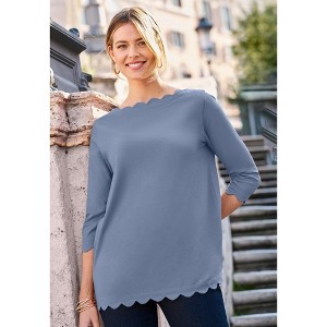 Jessica London Scallop Boatneck Tunic - 1 of 4