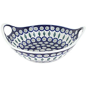 Blue Rose Polish Pottery 1813 Zaklady Small bowl with Handles - 1 of 1