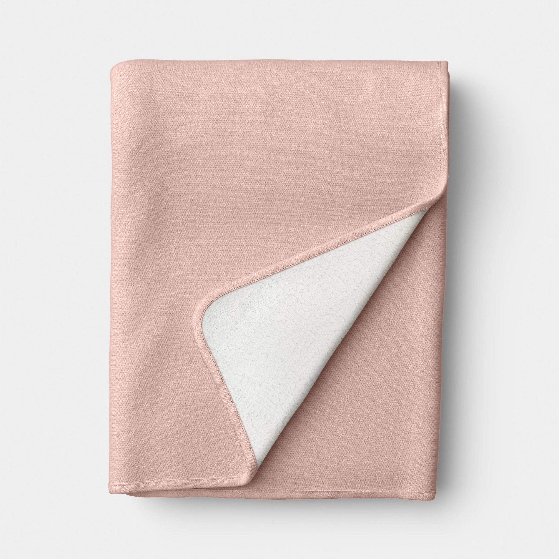 Chenille Throw Blanket with Faux Shearling Reverse Light Pink - Room Essentials™