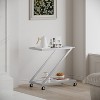 Mshliw Modern Glass and Metal Bar Cart with Z-Frame Design, Rolling Wheels & Locking Casters, 36.5" Drink and Coffee Serving Cart - 3 of 4
