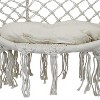 Sunnydaze Indoor/Outdoor Cotton Rope Hammock Chair Bohemian Macrame Hanging Netted Swing with Mounting Hardware, Seat Cushion, and Tassels - Off-White - image 4 of 4