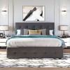 PAGED Upholstered Bed Queen Size Simple Modern Wooden Bed Frame with Twin XL Trundle, Storage Drawers and Headboard for Bedroom - 2 of 4