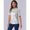 INSPIRE CHIC Women's PU Leather Button Down Short Sleeve Collar Party Club Top - 4 of 4