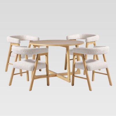 Saracina Home 5pc Round Dining Table Set with Solid Wood Chairs