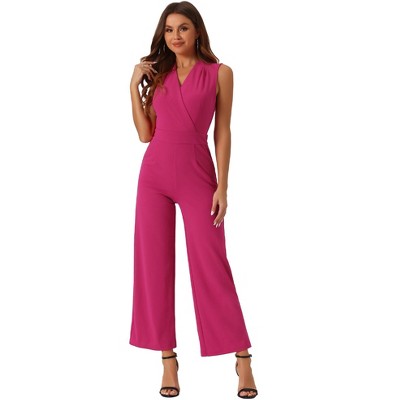 Allegra K Women's Sleeveless V Neck High Waist Wide Leg Jumpsuit