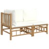 vidaXL 2 Piece Patio Lounge Set with Cream White Cushions Bamboo - 2 of 4