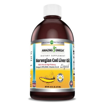 Amazing Omega Norwegian Cod Liver Oil Fresh Lemon 16 Oz