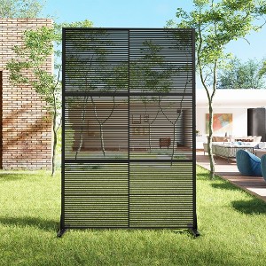 72" H×47"W Dovelina Black Outdoor Rattan Privacy Screen Decorative Garden Fence - 1 of 4