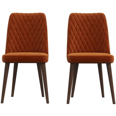 FONTOI Dining Chairs, Mid-Century Modern Dining Chairs Set of 2 with Soft Upholstery for Kitchen Living Room, Orange, 20"*36"*18"