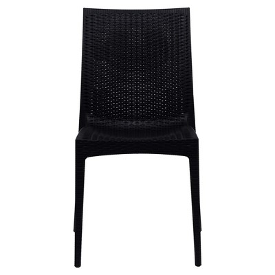 Black Polypropylene Weave Design Armless Dining Chairs, Set of 4