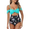 Clearlove Women's One Piece Swimsuit Black Cutout Scallop Trim Bathing Suit - 2 of 4