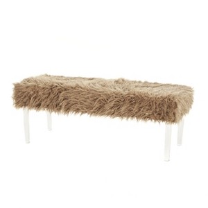 Zaeden Glam Faux Fur Ottoman Taupe - Christopher Knight Home, Brown