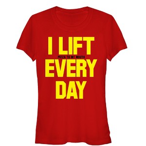 Juniors Womens CHIN UP Lift Pizza Every Day T-Shirt - 1 of 3