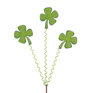25.5 Inch Shamrock Trio Stake St. Patrick's Day Decorative Garden Stakes - 1 of 3