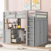 RISOKEYS Full Size Loft Bed with Drawers, Desk & Wardrobe - Bed with Desk and Storage Drawers, Wooden Kids Loft Bed Frame with Wardrobe - 3 of 4