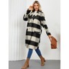 Coolmee Women's Plaid Jacket Long Corduroy Casual Lapel Button Down Flannel Trench Coats - 3 of 4