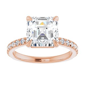 Pompeii3 3 1/3Ct Asscher Cut & Diamond Engagement Ring in White, Yellow, or Rose Gold - 1 of 2