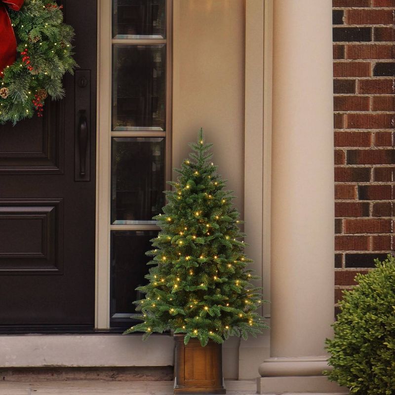 Haute D&#233;cor 4.5&#39; Pre-Lit LED Potted Noble Fir Artificial Christmas Tree White Lights, 4 of 5