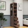 Okak Tall Cabinet, Display Cabinet with 3 Drawers and 4 Shelves, Kitchen Cabinet for Living Room, Bedroom and Office, Walnut - 3 of 4