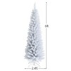 White Artificial Christmas Pencil Tree with Folding Metal Stand - 2 of 4