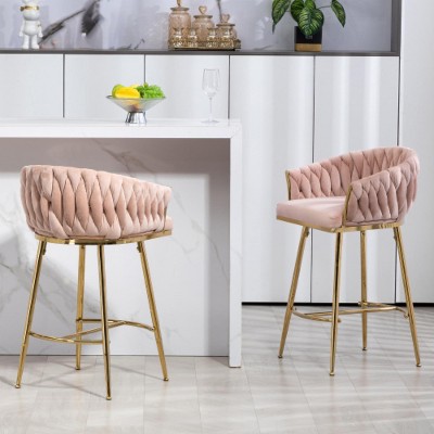 Pink Counter Height Bar Stools Velvet Kitchen Island Counter Bar Stools