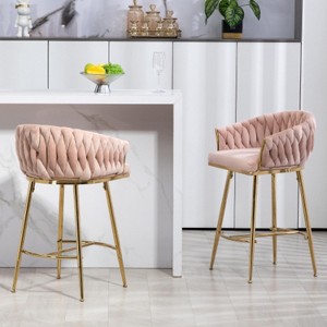 Pink Counter Height Bar Stools Velvet Kitchen Island Counter Bar Stools - 1 of 4