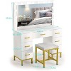 PAKASEPT Vanity Set with Lighted Mirror, 44'' Large Makeup Vanity with Cushioned Stool & 7 Drawers, Vanity Desk White Vanity for Bedroom - 2 of 4