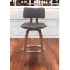 HomeRoots 30" Gray And Wood Brown Faux Leather Swivel Low Back Bar Height Bar Chair - 2 of 4