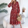 Coolmee Women's Maxi Dress V Neck Long Sleeve Ruffle Tiered Boho Wedding Guest Long Flowy Engagement Dress - 2 of 4