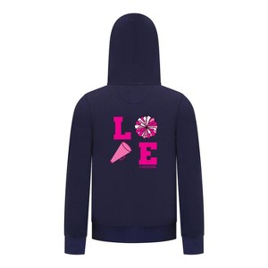 Everyday Kids Cheerleading LOVE Girls Zip Up Hoodie – Pink Pom Pom & Megaphone Graphic Sweatshirt - 1 of 4