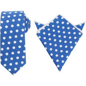 INSPIRE CHIC Men's Polka Dots Self-Tied Neck Tie Pocket Square Sets - 1 of 4