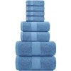 White Classic Luxury 100% Cotton 8 Piece Towel Set - 4x Washcloths, 2x Hand, and 2x Bath Towels - 2 of 4