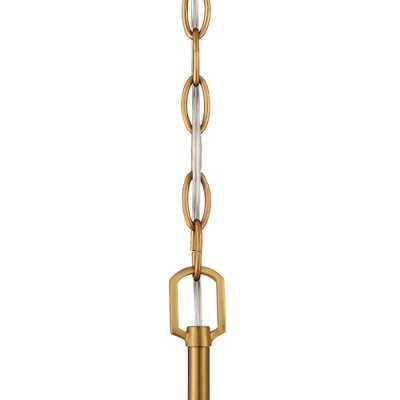 Burnished Brass and Crystal Drum Pendant Light 20.5"