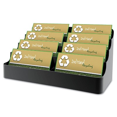 Deflecto Recycled Business Card Holder Holds 400 2 x 3 1/2 Cards Eight-Pocket Black 90804